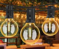 Outdoor String Lights LED Mains Powered G40 Globe Festoon Lights 100FT with 50+2 Bulbs, Waterproof Indoor Outdoor Garden Lights for Bistro, Terrace, Patio, Outside, Wedding, WarmWhite 2700K (FREE POSTAGE)