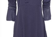"I.O.S.", Navy Fine spot polka dress, Size 10