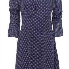 "I.O.S.", Navy Fine spot polka dress, Size 10