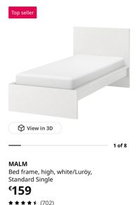 IKEA Single Malm bed  & mattress