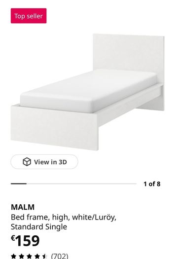 IKEA Single Malm bed  & mattress