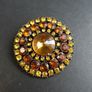 Vintage Yellow and Brown Crystal Stone Brooch Image 2