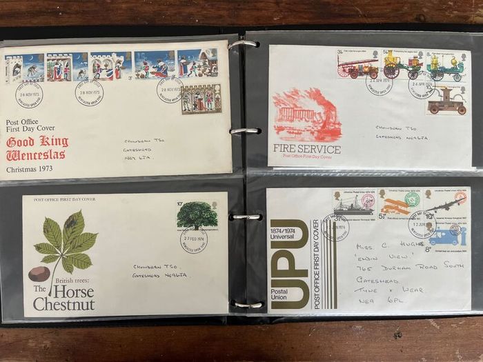 Collection of 80 UK First Day Cover stamps 1970 to 1979 in album with 10 extra pages