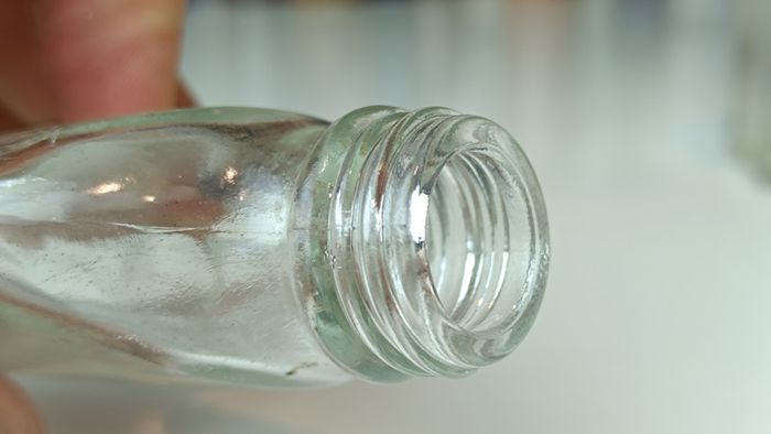 492 - Set of 7 Vintage Clear Glass Screw Cork Top Collectible Decorative Bottles