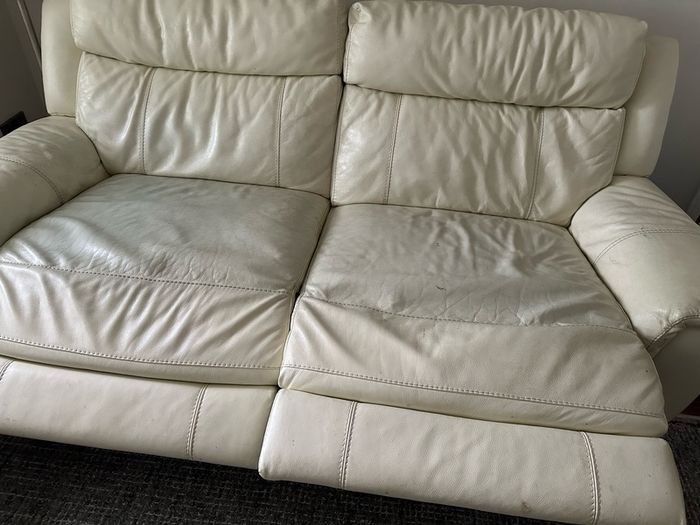 2 x cream leather sofas 3 seaters