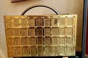 Mid-century embossed brass magazine holder