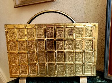 Mid-century embossed brass magazine holder