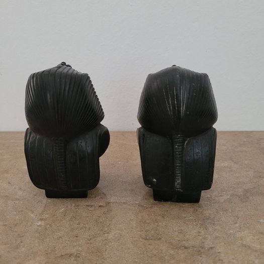 Vintage pair of carved stone pharaoh