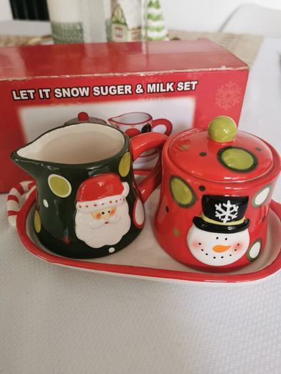 Ceramic Sugar and Milk Set with Tray