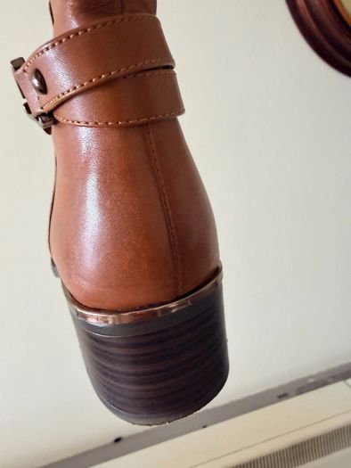 Tamaris Leather Knee High Boots EU41 Tan Brown Block Heel