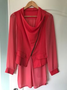 Asymmetrical coral blazer