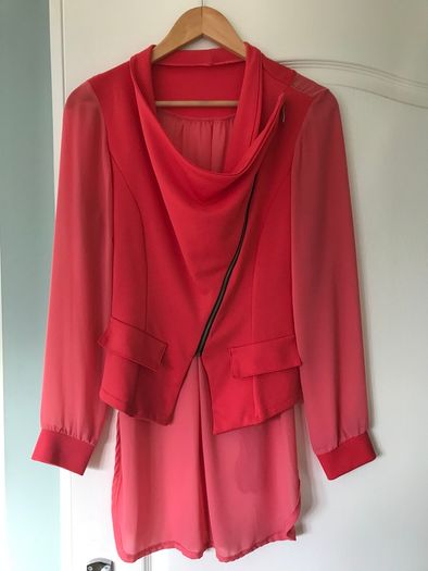 Asymmetrical coral blazer