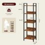 Bookshelf, 5-Tier Bookcase, Standing Book Shelf for Small Space, Storage Shelf Organizer, for Living Room, Bedroom, Study, Balcony, Rustic Brown and Black Image 5
