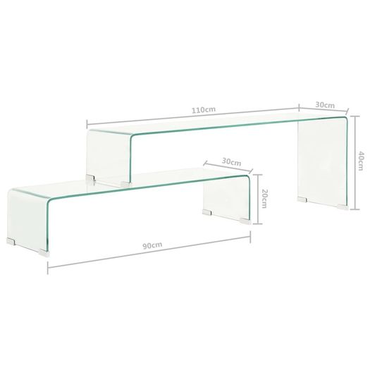 2 Piece Coffee Table Set 90x30x20/110x30x40 cm Tempered Glass