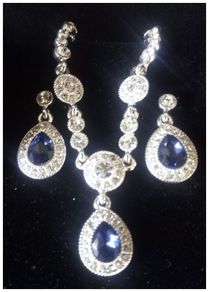 Jon Richard Silver Plater Blue Crystal 3 x Piece Matching Teardrop Boxed Gift Set. NIB