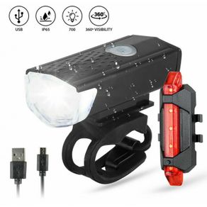 Bike 2pc Rechargeable Bicycle Light USB LED Front and Back - 49241