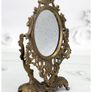 Italian Small Ornate Brass Oval Tabletop Mirror Image 2