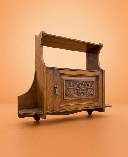 Edwardian Arts and Crafts Oak Hanging Wall Cabinet
