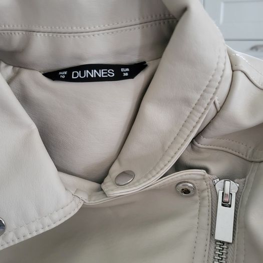 Dunnes Stores Taupe Ivory Beige Faux Leather Moto / Biker Jacket