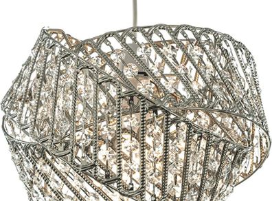 Chrome Diamante Light Shade with Clear K9 Crystals 20cm x 29cm, Lampshades for Ceiling Lights, Interwoven Rings Pendant Light Shade, Lamp Shades for Bedroom, Living Room, Kitchen, Hallway (FREE POSTAGE)