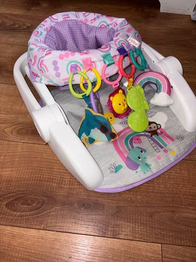 Bright Starts Purple Paradise Learn-to-Sit Activity Floor Seat with added toys as shown