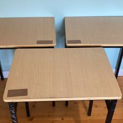 Set of 3 Contemporary Wood & Metal Tables