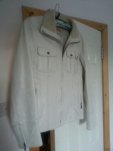 Mango Leather Cream Jacket