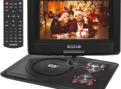 11.5 Inch Portable DVD Player with 9.5 Inch Swivel Screen, 5 Hours Rechargeable Battery, Car DVD Player, Support CD/DVD/SD Card/USB, Latest