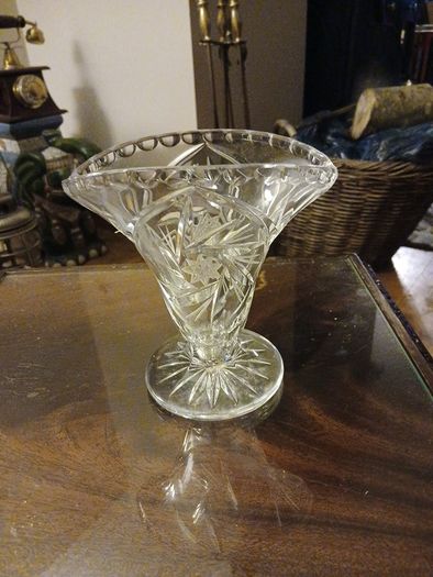 Vintage Footed Cut Glass Vase