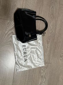 furla pony hair bag with patent leather
