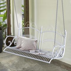 Garden Outdoor Solid Metal 2-Seater Swing Chair Hanging Hammock Garden Furniture Balcony White - 118Lx 58W x 57H cm (FREE POSTAGE)