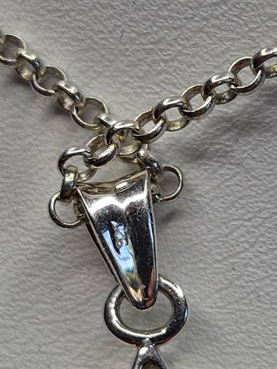 Vintage Sterling Silver 925 Cross Pendant Necklace CZ Stones