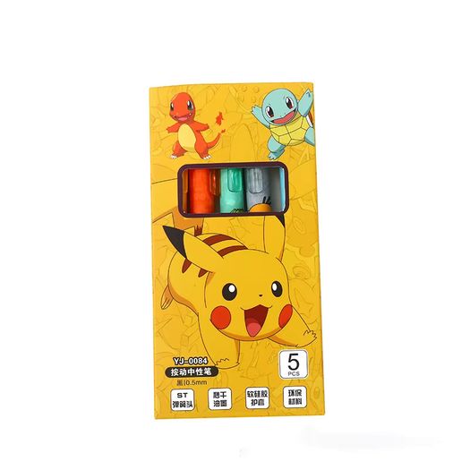 5pcs Pokemon Pikachu Gel Pen Cute Anime Cartoon Charmander Squirtle Press on Gel Pen Stationery School Supplies Holiday Gifts