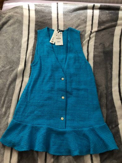 Textured ruffled pinafore dress