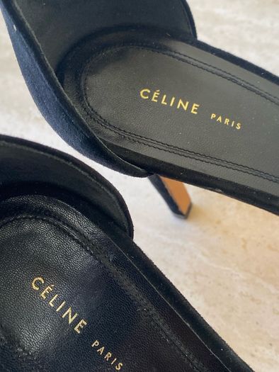 Celine Paris Black Suede High Heel Sandals Size Eu41