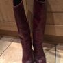 Burgundy Leather knee High Heeled Boots Image 4
