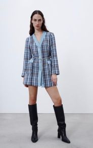 zara textured coat new with chain belt