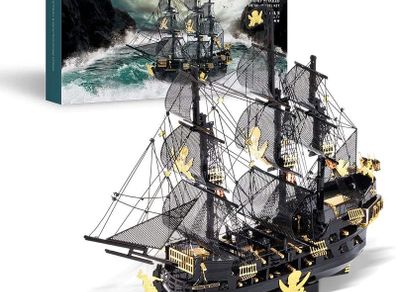3D Metal Puzzle Jigsaw for Adults - Black Pearl Pirate Ship DIY 3D Metal Model Kits ,Ideal Christmas Birthday Gifts for Adults,307Pcs