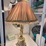 Vintage Midcentury retro antique  silk shade onyx marble Table lamp Image 5