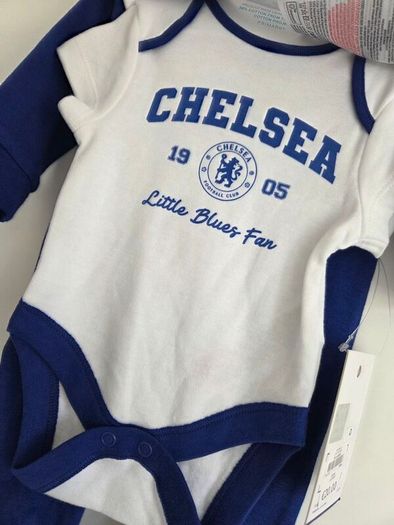 0-1m, Brand-New Official Chelsea FC Baby Starter Set (3 Piece) - Primark Baby