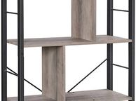 main image for ad Bookcase, 4 Tier Storage Shelf, for Living Room, Office, Easy Assembly, Industrial Style, Chipboard and Steel, Greige and Black