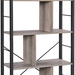 Bookcase, 4 Tier Storage Shelf, for Living Room, Office, Easy Assembly, Industrial Style, Chipboard and Steel, Greige and Black