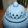 Large Blue Jasperware Vase. 1970s. H-7" Image 5