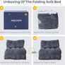 Folding Sofa Bed, Convertible Sleeper Chair with Pillow Foldable Mattress with Back Support, Portable Fold Out Chair Bed Comfy Floor Sofa Lounge for Living Room Bedroom, Dark Grey Image 3