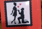 Hand made x-stitched cards:- engagement