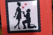 Hand made x-stitched cards:- engagement