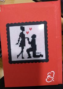 Hand made x-stitched cards:- engagement