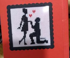 Hand made x-stitched cards:- engagement