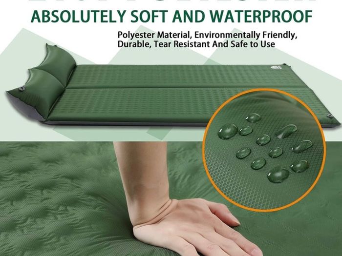 Double Self-Inflating Camping Mat - 2 Man Lightweight Sleeping Mat, Inflatable Camping Mat for 2 Person, Two Man Thick Sleeping Pad with Pillow for Hiking, Backpacking, Car Camp (FREE POSTAGE)