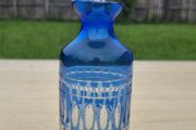 Cobalt small cut-to-clear crystal carafe